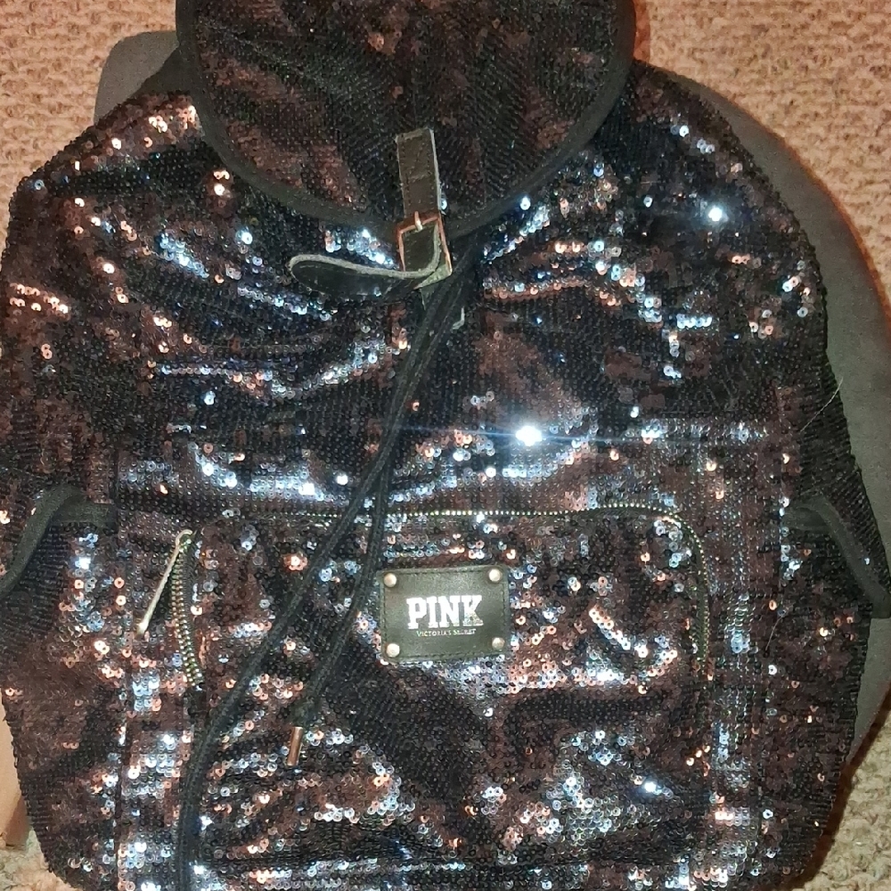 Victoria's Secret Black and Silver Sequin Backpack - Picture 3 of 3